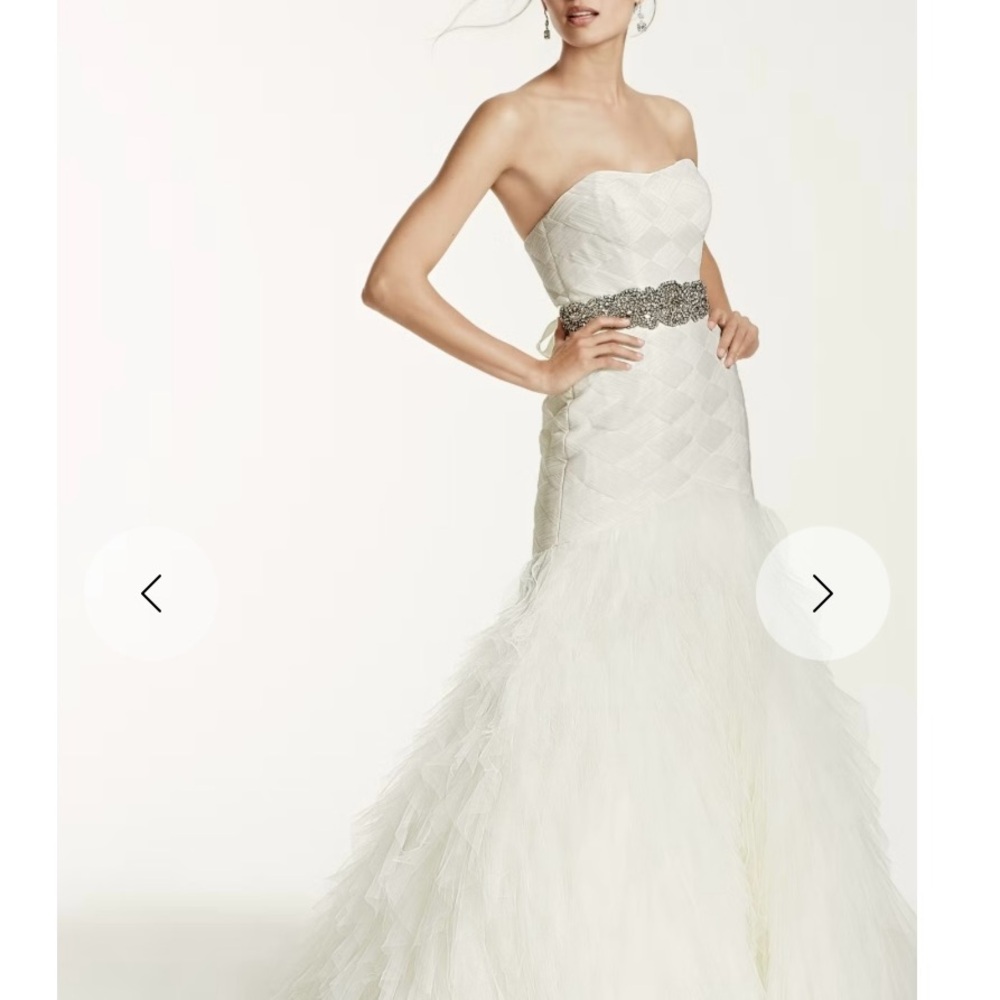 Strapless White Gown with Silver Embellishment